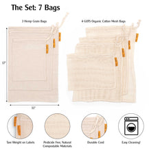 Load image into Gallery viewer, Set of 7 Reusable Produce Bags