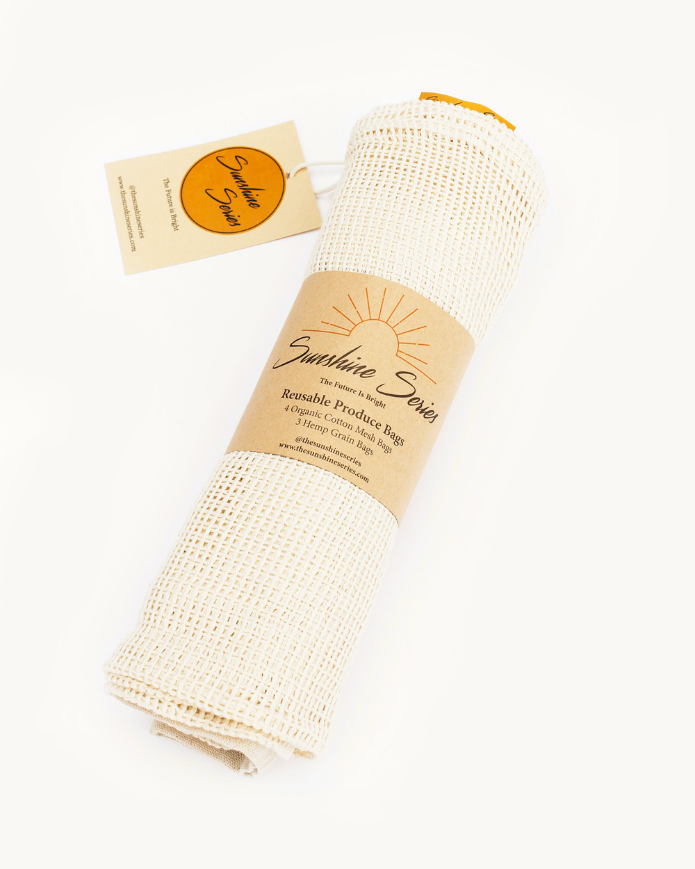Set of seven reusable produce bags with their original Sunshine Series label